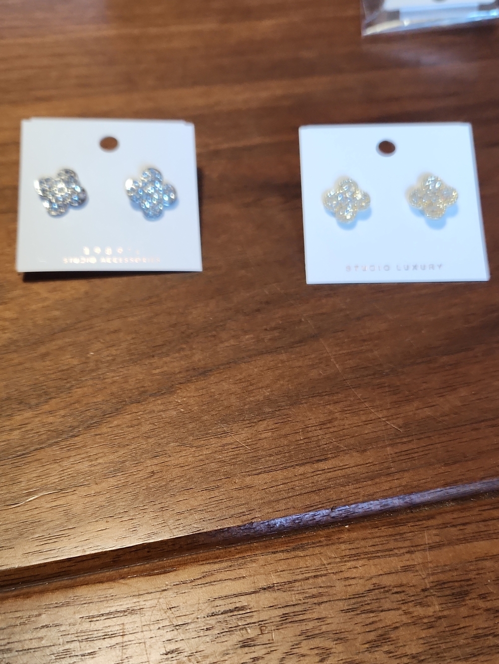 Fashion Jewelry Crystal Flower Stud Earrings in Silver and Gold Tones